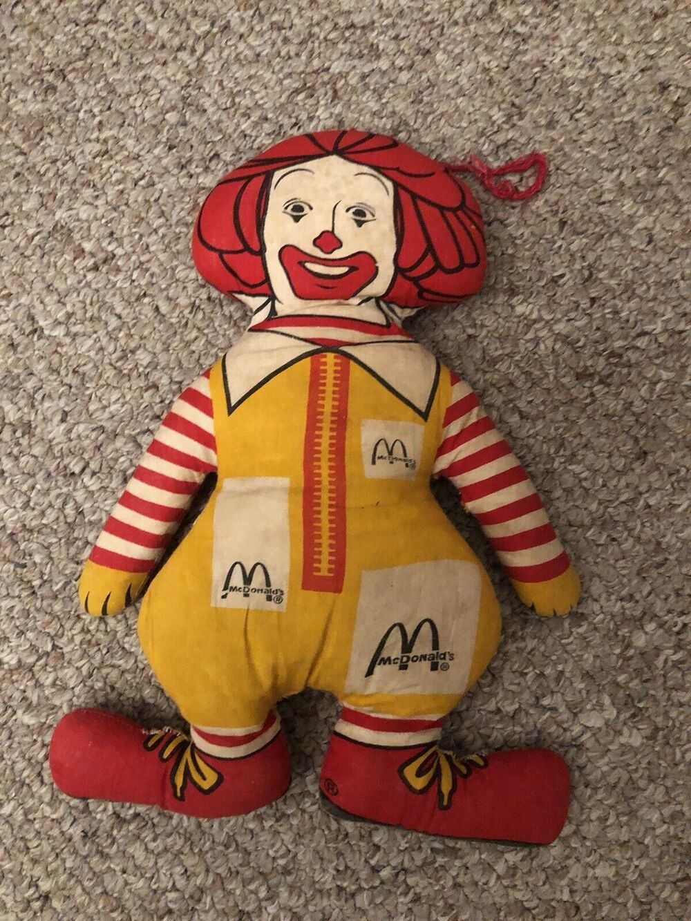 Vintage Ronald McDonald Stuffed Plush Cloth Doll 12" + Made in USA 70's